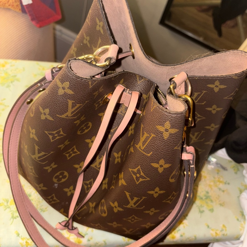 Louis Vuitton Monogram Shoulder Bag with Pink Accents
